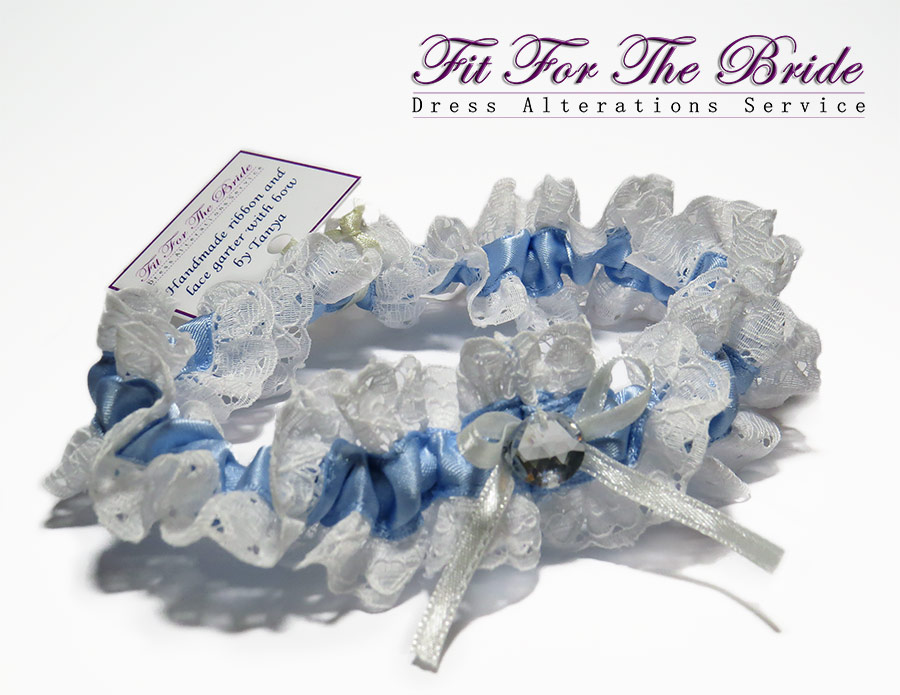 Hand made ribbon and lace garter belt with bow (Fit For The Bride)